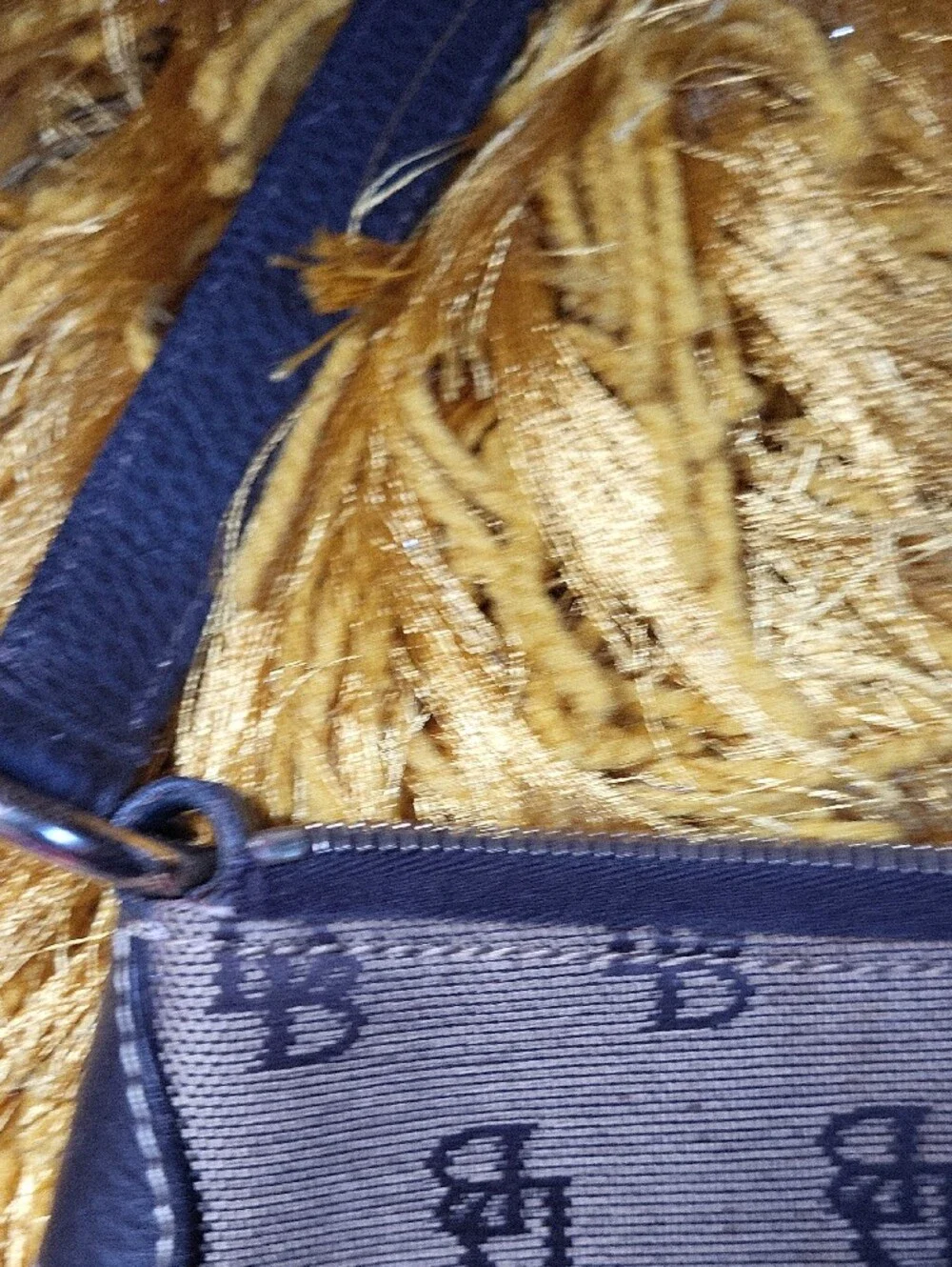 Dooney & Bourke Brown Logo Canvas Shoulder Bag with Dark Leather Trim